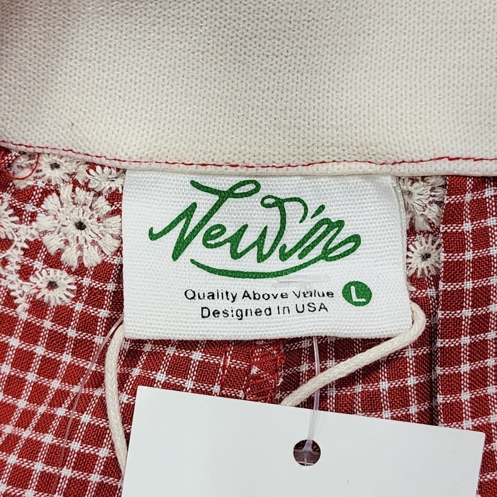 NEW Newin Ella Shorts Womens L Red Gingham Floral Lace Shabby Chic Cottagecore - Picture 7 of 14